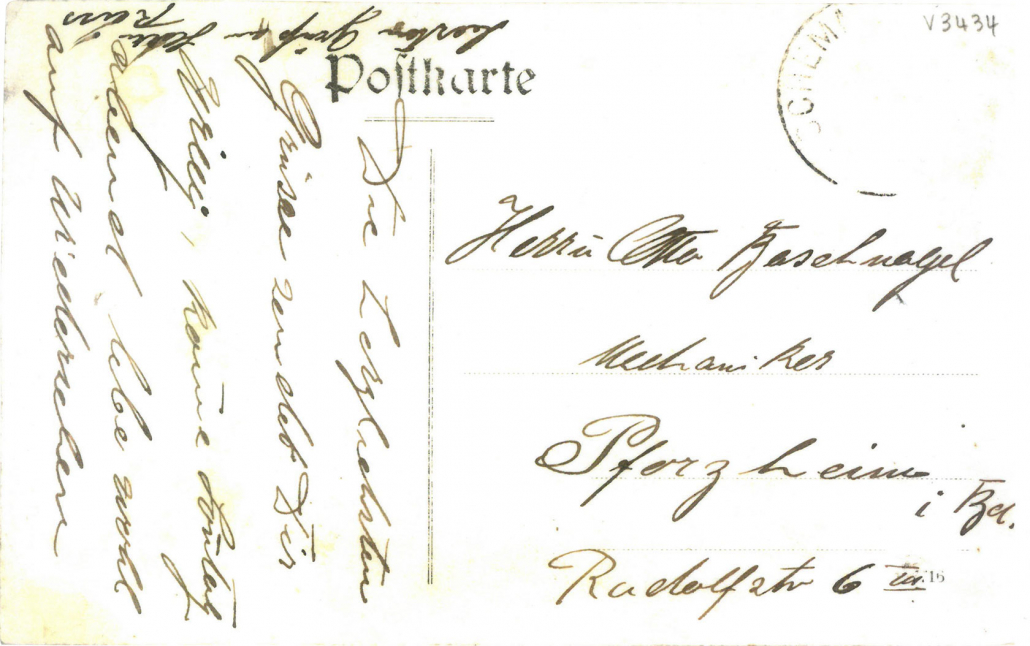 Postkarte Luftschiffer – Rückseite